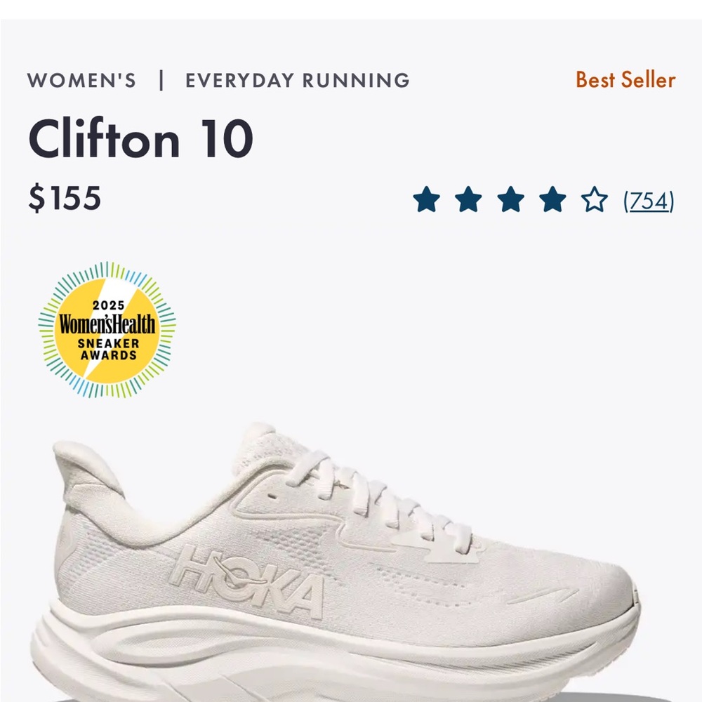 Hoka Women's Clifton 10 Sneakers - Wise width 8women